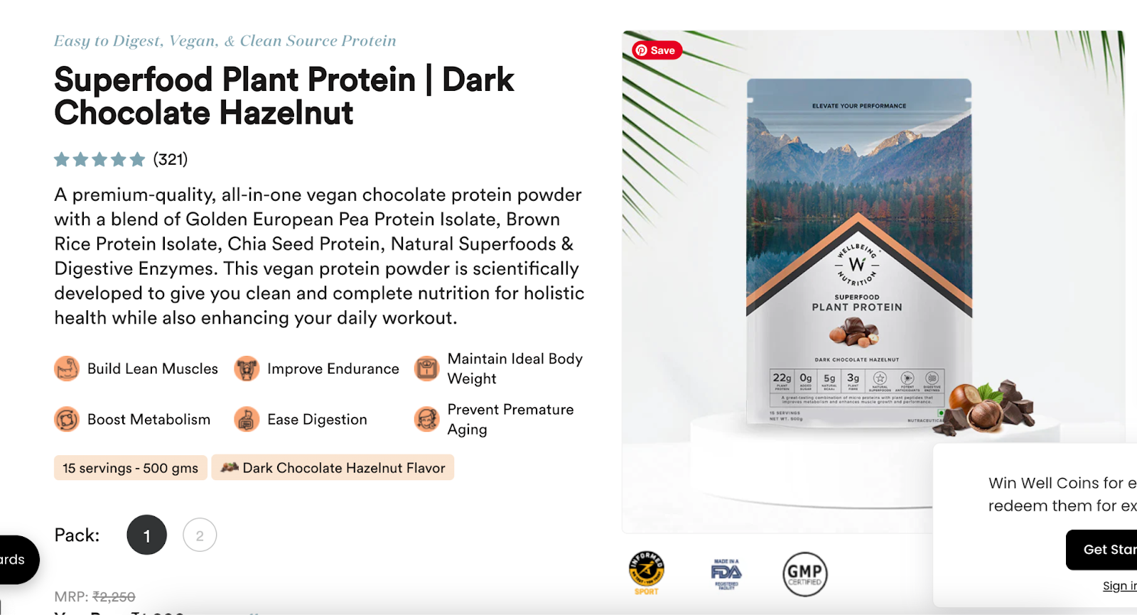 wellbeing nutrition - product page description example 