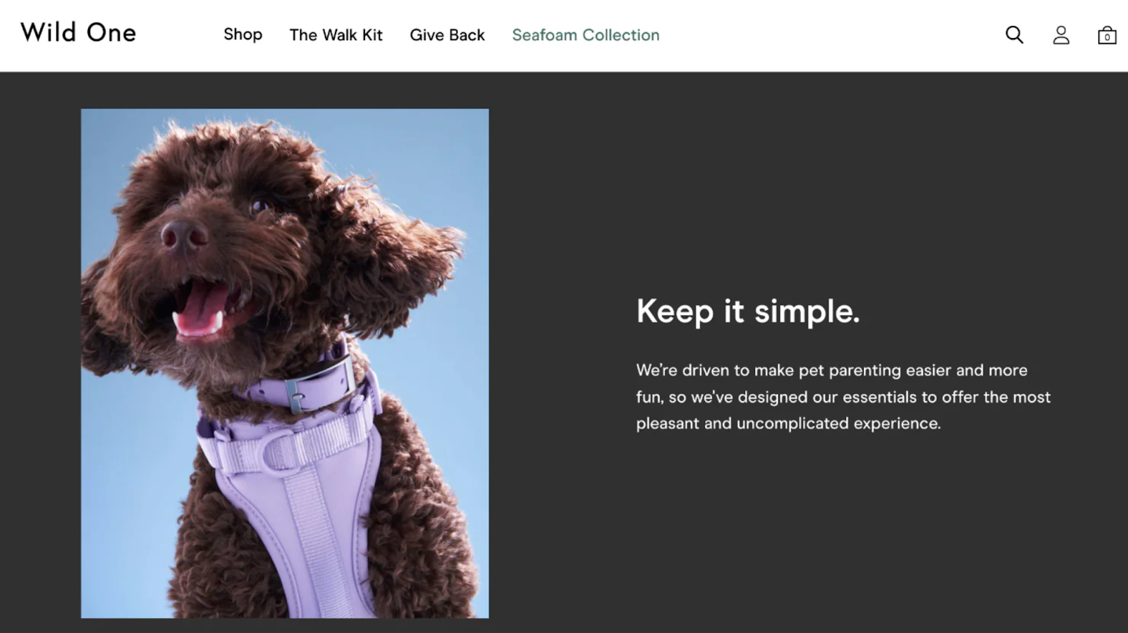 ecommerce about us page example - pet brand