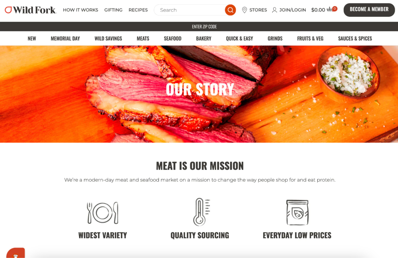 ecommerce about us page example - food brand